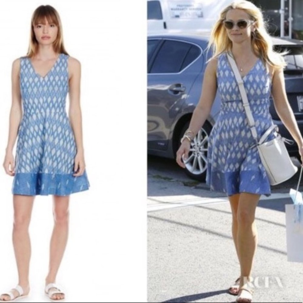 Blue Patterned Sleeveless Dress